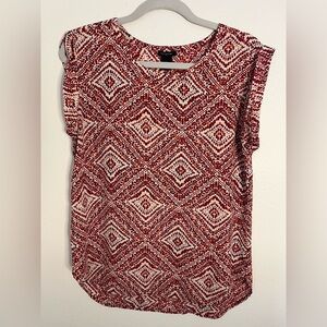 Ann Taylor Red Geometric Print Sleeveless Blouse - Size M